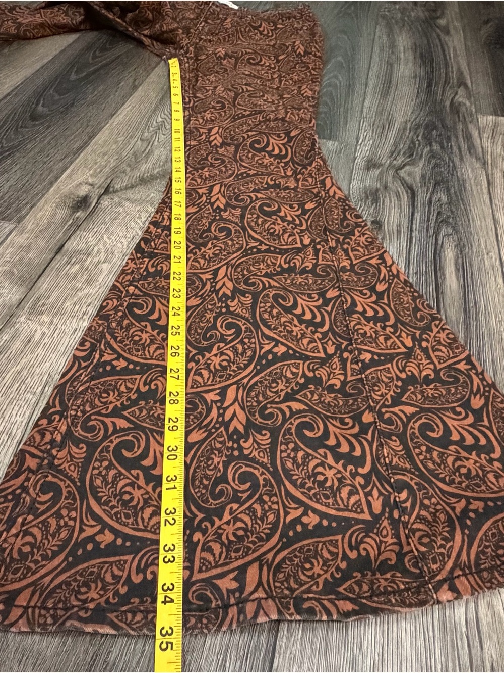 Shyanne Paisley High Rise Flare Western Jeans Brown Black W32 L36 Boho Cowgirl - Picture 14 of 16